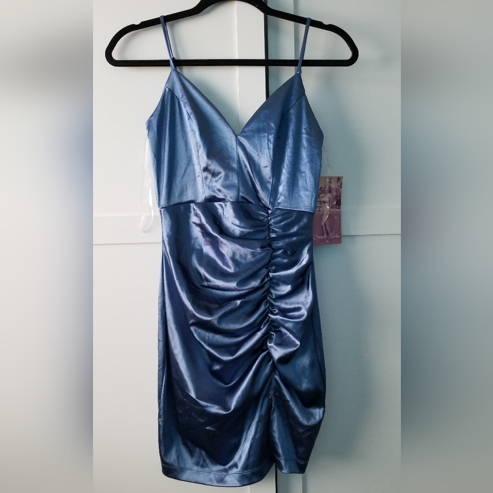 Emerald Sundae Blue Satin Mini Dress